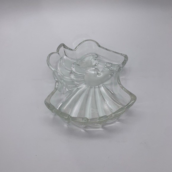 MIKASA Christmas Archangel Clear Frosted Crystal Glass Candy Nut Trinket Dish - Picture 2 of 13